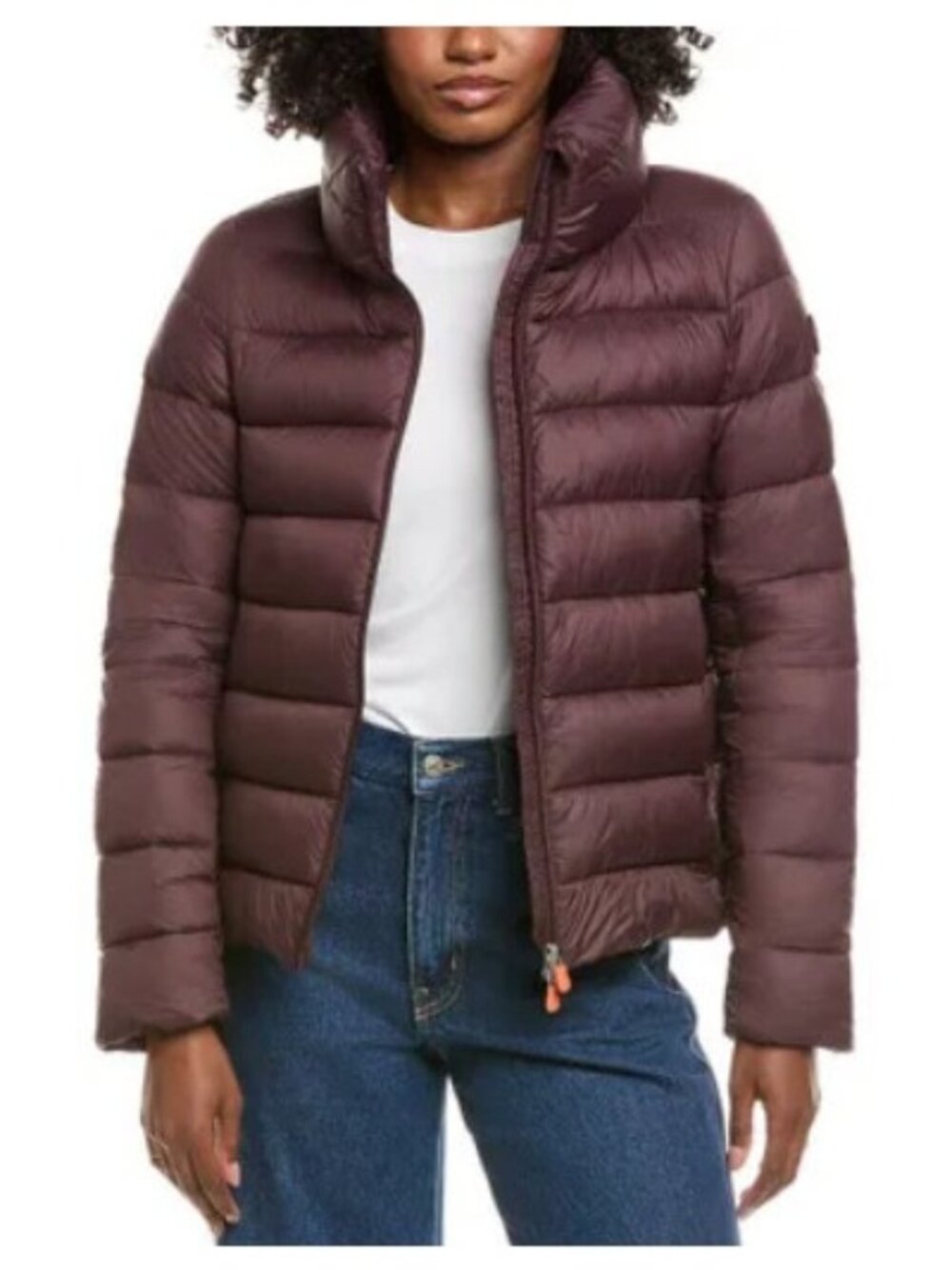 Save The Duck Eleonora Burgundy Purple Short Funnel Neck Jacket, Size 3 / L